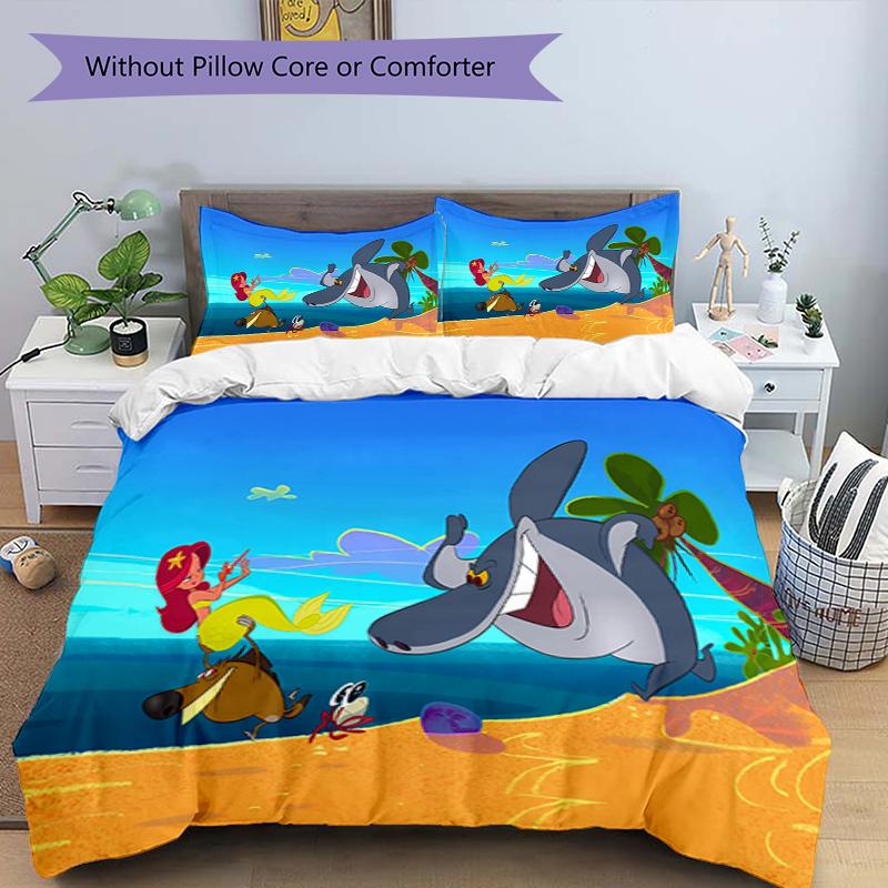 3pcs Zig & Sharko Bedding Set Duvet Cover Closure Includes 1 Duvet Cover & 2 Pillowcases, Soft and Comfortable for All Seasons.