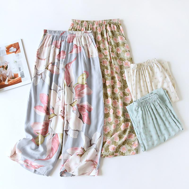 Женские пижамные брюки из вискозы с широкими штанинами - Прохладные, готовые к пляжу и универсальные.