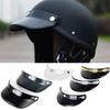 Retro Half Face Motorcycle Helmet 3 Snap-Button Visor Flip Up Wind Shield Vintage Motorbike Helmets Accessories For Men Women