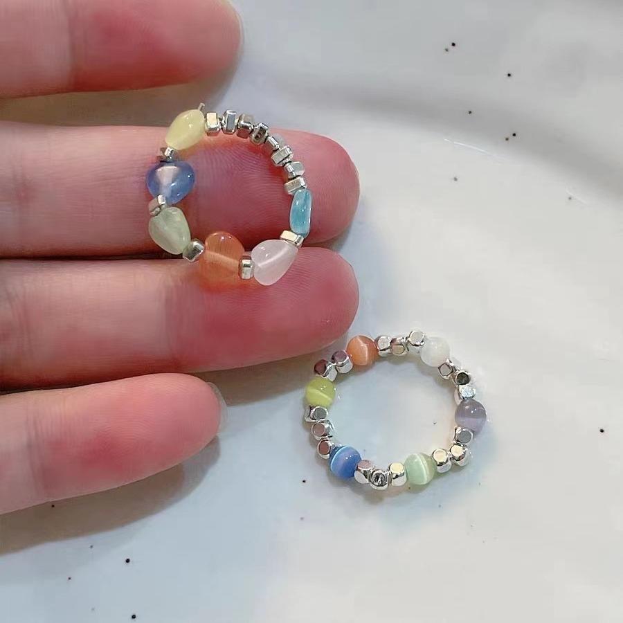 Сломанное Серебро~ Опаловое Эластичное Кольцо-Шнурок Женское Нишевое Премиум-Чувство Универсальное Простое Кольцо Любви Модное