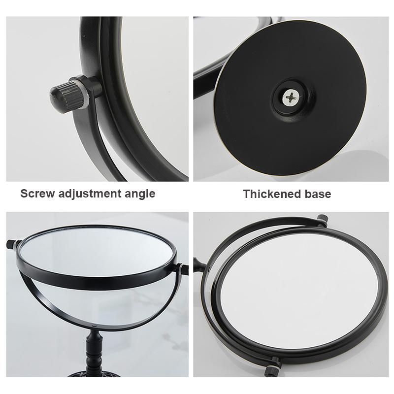 Двустороннее зеркало для макияжа для ванной комнаты с увеличением 1X/3X, алюминиевая рама, настольное, стоячее, косметическое зеркало (Черный/Серебристый/Золотой)