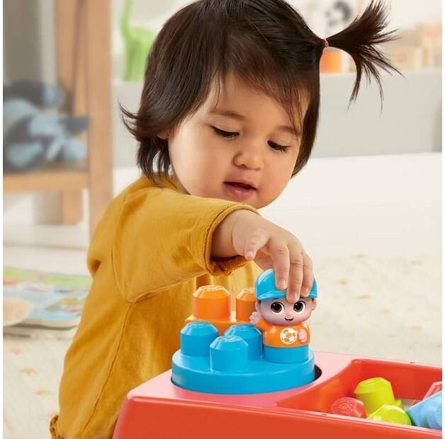 Конструктор пластиковый Mega Bloks Вагончик Собери и крути