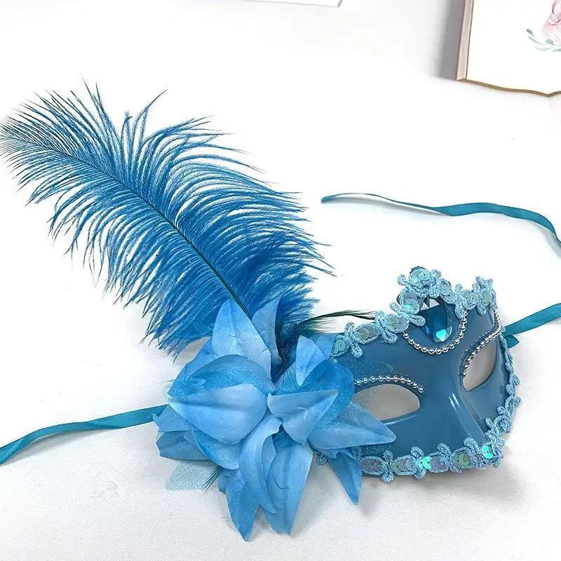 Half Face Mask Peacock Feathers Masquerade Mask Princess Mask Women For Party Carnival Performance