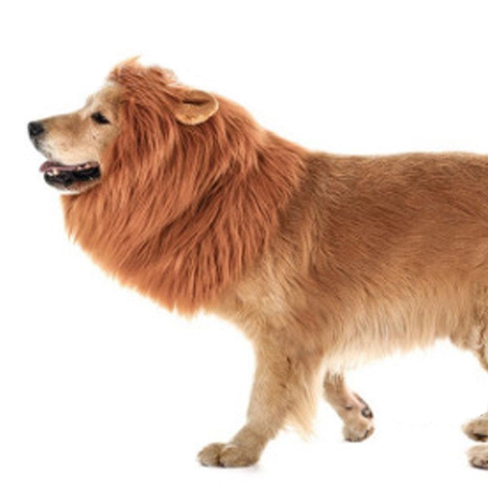 Lion Mane Wig Headgear Fancy Dress Up Halloween Clothes Mane Wig for Dogs Pet CostumeLight Brown L
