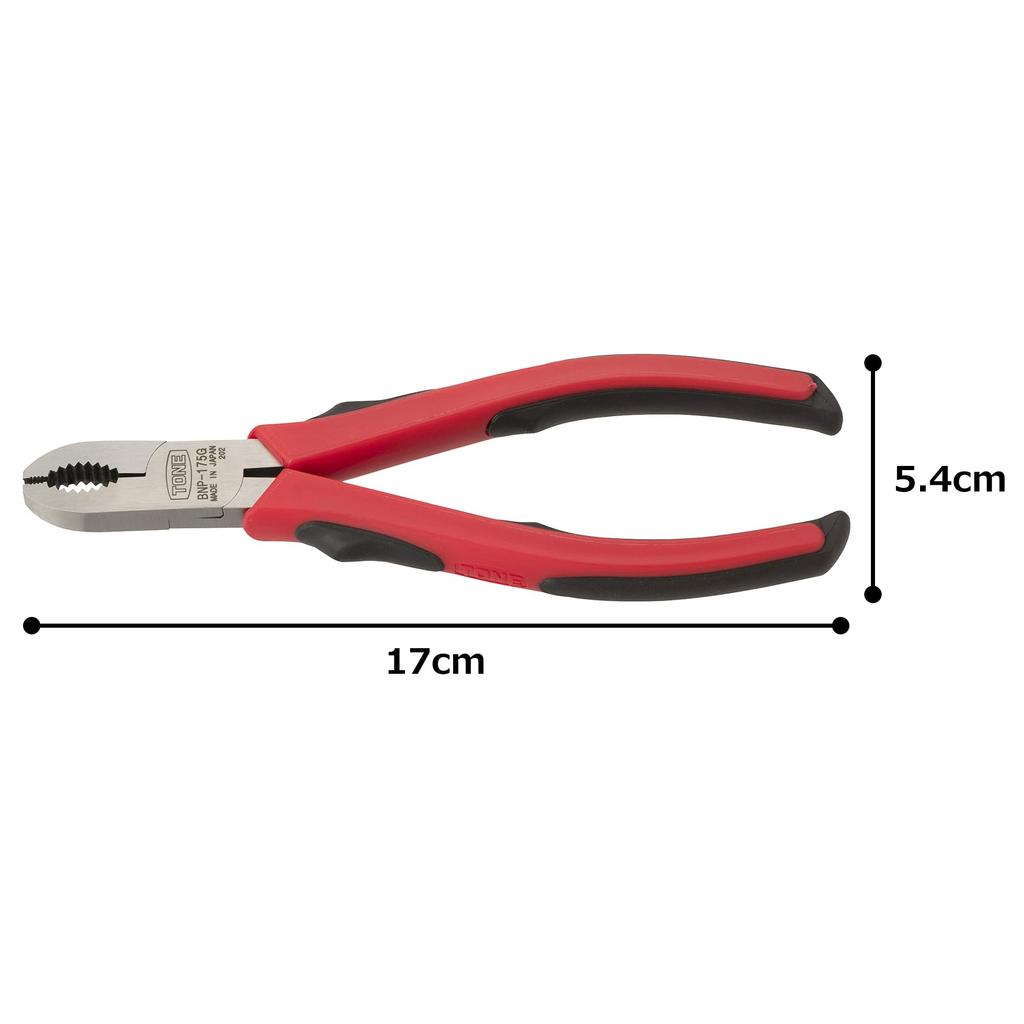 Tone Master Grip Pocket Screw 170mm Long BNP-175G Pliers, Red,