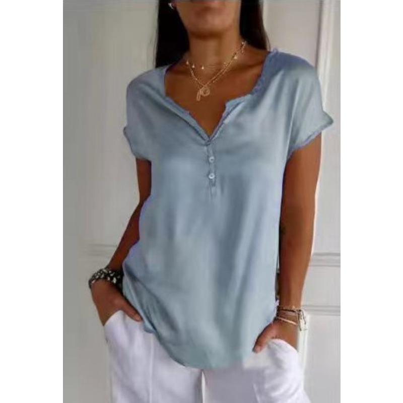 Summer Loose Casual Fashion Simple Commuting Short Sleeved Top