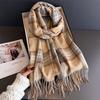 Korean Style Plaid Women's Winter Scarf Imitation Cashmere Warm Shawls Wraps Thicked Pashmina Long Tassel Female Blanket Scarves