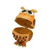 Sparkling Rhinestone Owl Trinket Box Enameled Finish Owl Keepsake Box  For Necklace