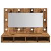 Szafka Lustrzana Z Diodami Led Stare Drewno 90X31,5X62 Cm