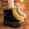 Зимние ботинки женские 2024 года, новые женские туфли на толстой подошве, ворсистые, утолщенные, хлопковые, термообувь женская, зимняя обувь из хлопка
