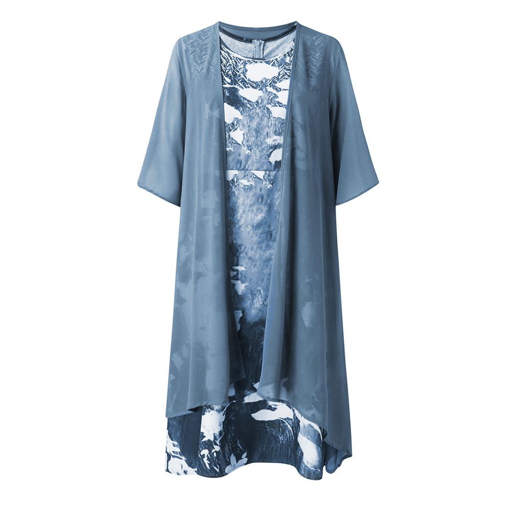 Женская майка без рукавов с принтом, шифоновый кардиган, комплект праздничного платья для женщин