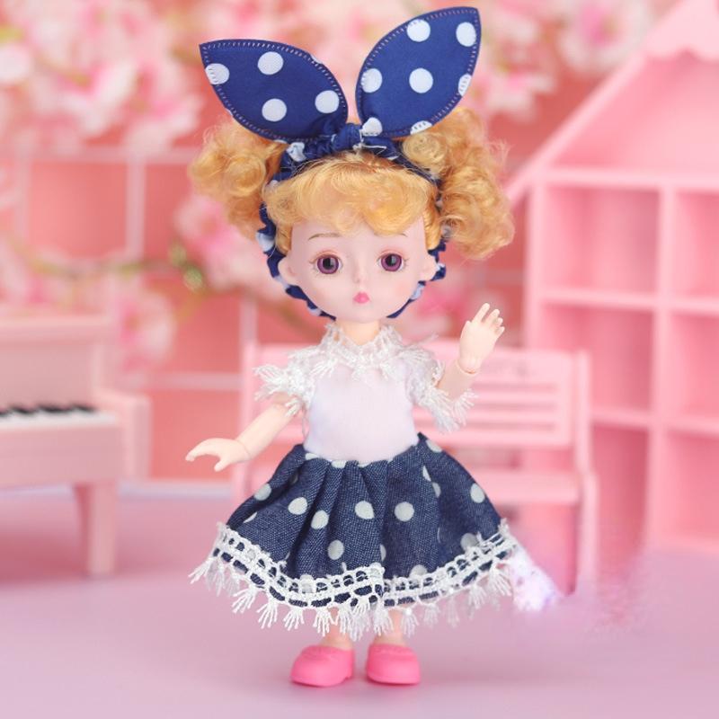 Мини-подвижная 13-шарнирная кукла 15 см, игрушка для девочек, 3D большие глаза, BJD принцесса, полная одежда, коллекция платьев, детская кукла в подарок