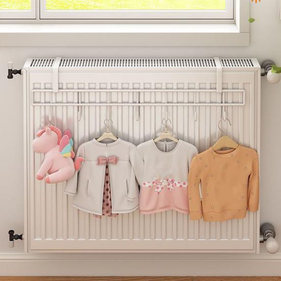 Крючок для хранения на радиаторе, большая грузоподъемность, несколько крючков, прочная металлическая конструкция, простая установка без сверления, держатель для сушки полотенец и носков