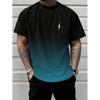Plus Size Men's Ombre Gradient Lightning Bolt Graphic T-Shirt - Sporty Casual Short Sleeve Round Neck Tee Regular Fit, Everyday Comfort PLUS SIZE