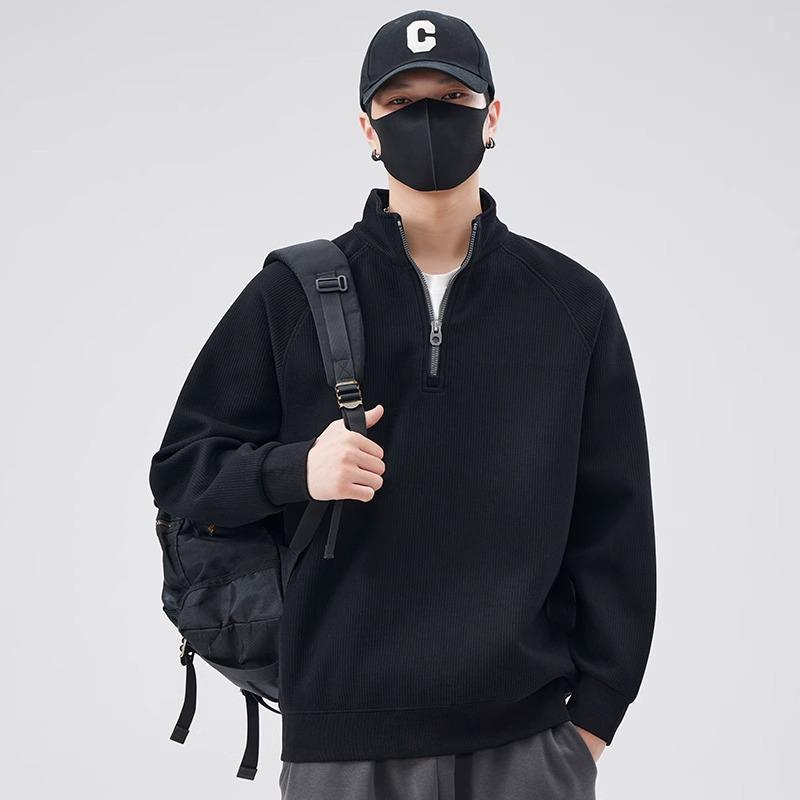 Мужская модная толстовка с полумолнией и стойкой воротником - Весна/Осень Свободный крой Пуловер