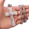 Good Quality Stainless Steel Jesus Cross Pendant Necklaces with Heavy Link Byzantine Chain Men Boys Christian Necklace