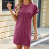 Женское летнее сплошное мини-платье с круглым вырезом и свободным кроем