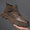 Men's High-Top Leather Snow Boots - British Style Lace-Up Work Boots 2024