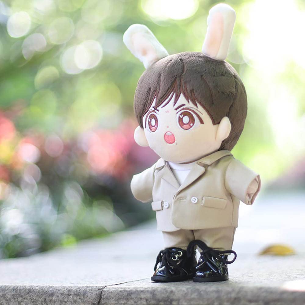 Nianniyhouse 20 см Кукольная одежда цвета молочного чая, костюм для плюшевых игрушек, топ, белые штаны, хлопковая кукольная одежда, детская кукольная одежда, футболка