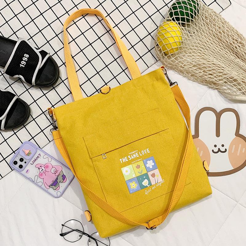 Canvas Bag Girls Single Shoulder Crossbody Bag Multifunctional Shoulder Bag Large Capacity Cartoon Handbag Wholesale