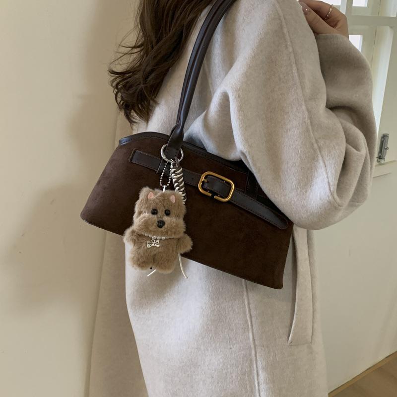 Ретро нишевая замшевая сумка женская 2025 новая трендовая осенне-зимняя универсальная на одно плечо подмышечная сумка с леопардовым принтом сумка-багет