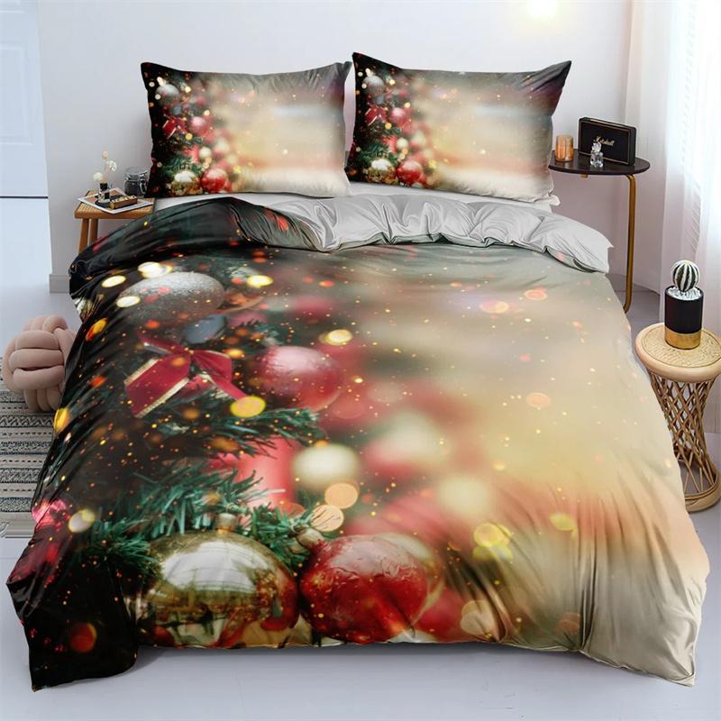 3D Merry Christmas White Bedding Collections Xmas DuvetQuilt Cover Collection Polyester Comforter Cover King Queen Full Twin Red Bow Beige