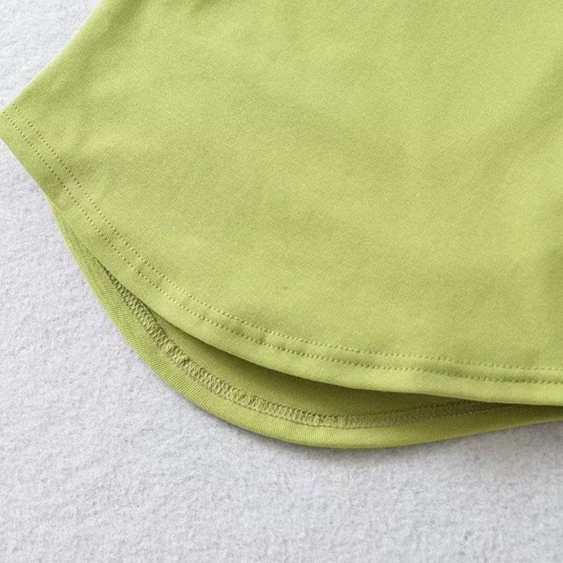 2024 Harajuku Женская хлопковая футболка с круглым вырезом, короткими рукавами и рюшами по бокам, футболки