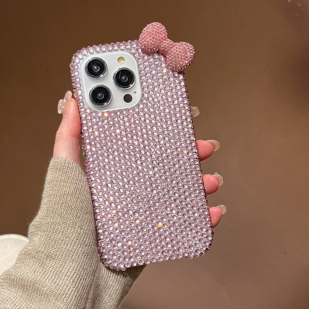 Applicable To Apple 16 Full Diamond Bow Mobile Phone Case IPhone 15 ProMax Luxury Fairy 14 Drop Protection Case