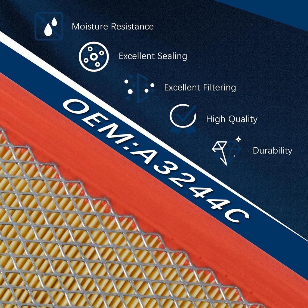 A3244C Engine Air Filter For -2024 Chevy Silverado 1500/2500 HD/3500 HD,Suburban,Tahoe,GMC Sierra 1500/2500 HD/3500 HD,Yukon,Escalade 84121219