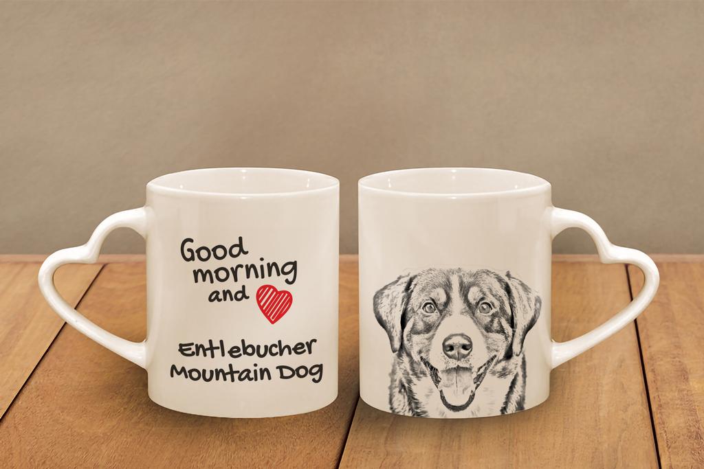 Entlebucher Mountain Dog, Entelbuch Cattle Dog - cup with a dog, adorable cup with a heart-shaped handle, universal gift from the Art-Dog brand
