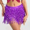 Belly Dance Skirt Sequin Tassel Waist Hip Scarf Exotic Style Tie Up Adjustable Thin Skirt Mesh Festivel Stage Performance Cosplay Mini Skirt Apron