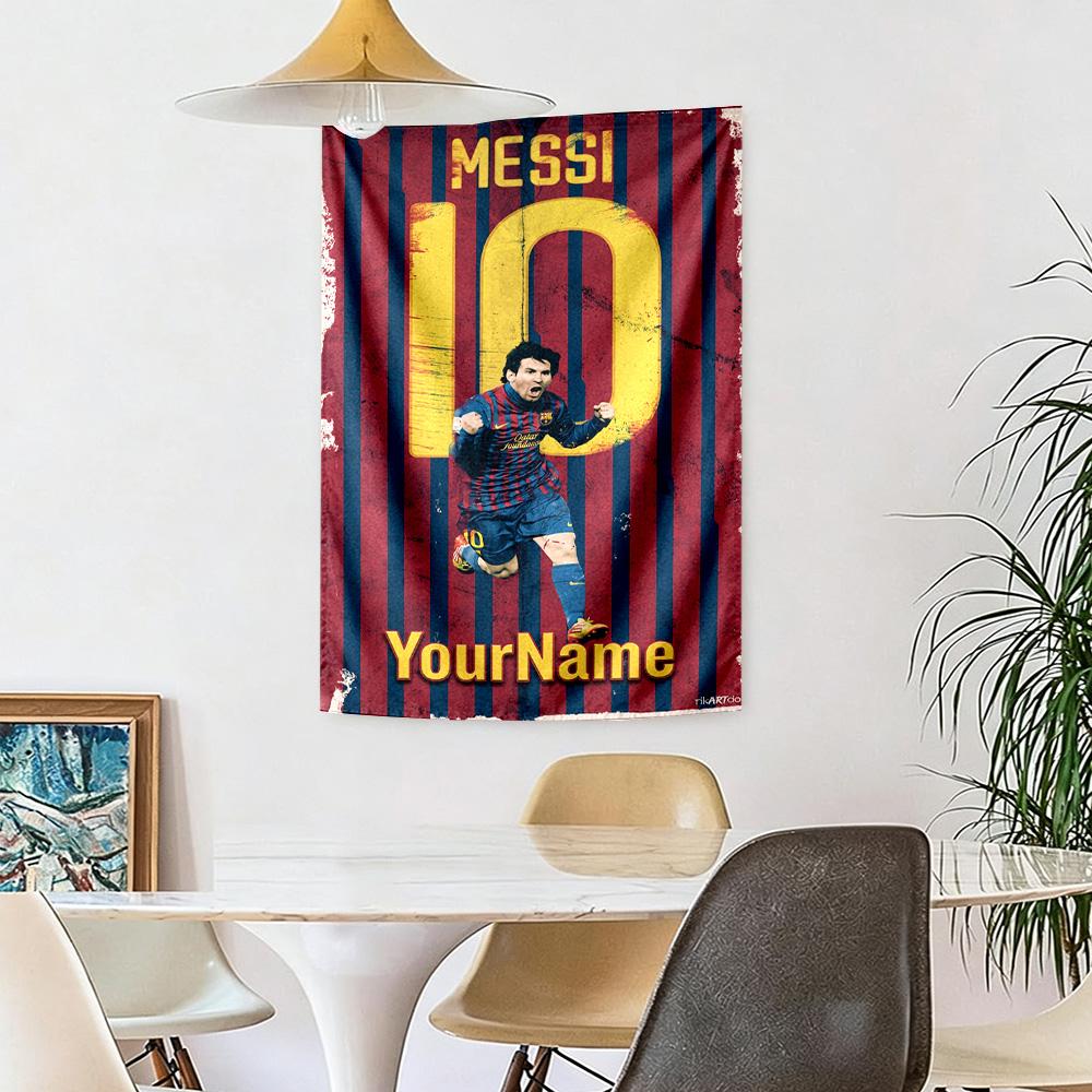Messi Custom Your Name Wall Decor Tapestry Art For Pet Memorial Birthdaywedding Party Backdrop Family Gift