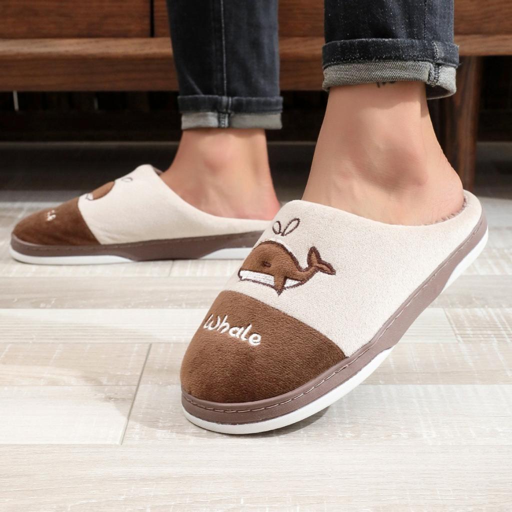 Уютные женские тапочки с флисовой подкладкой, теплая и нескользящая домашняя обувь для осени и зимы