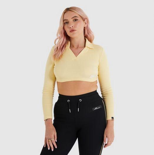Y9053 ELLESSE Harrie Cropped T-Shirt Light Yellow SWEATSHIRT WOMEN'S s