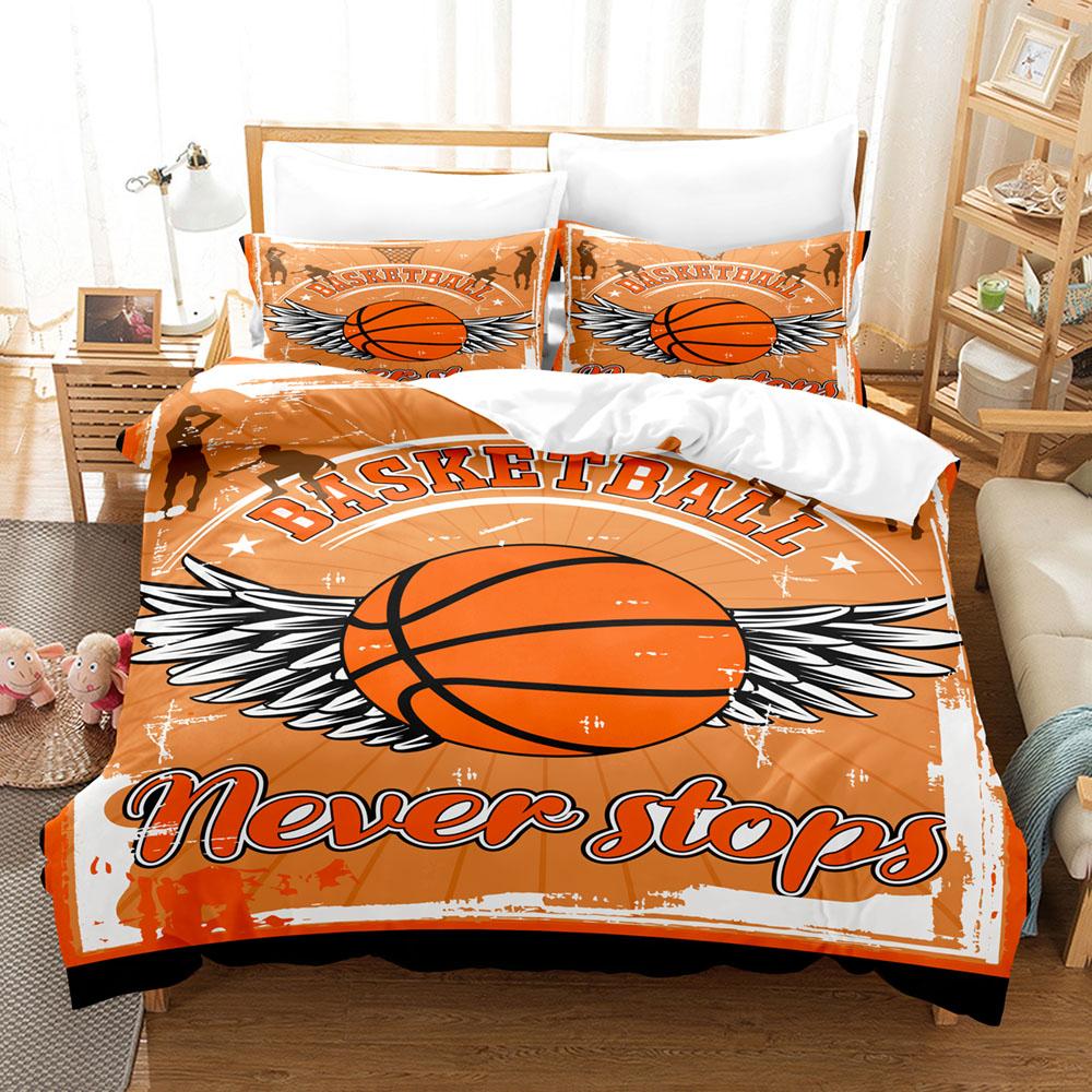 Basketball Bedding Set King Queen Ball Sport Theme Duvet Cover Set Boys Teens Basketball Fan Room Polyester Quilt Cover