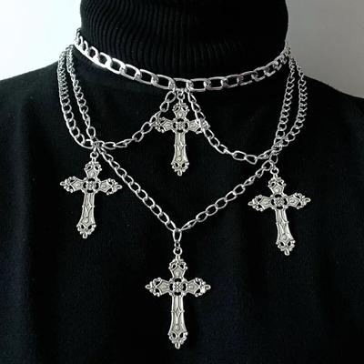 Ожерелья в уличной одежде в стиле гранж, подвески в виде креста для женщин и мужчин, цепочка на шею, инди-ювелирные изделия на шею, 2021, колье для девочек, эстетическое Kpop