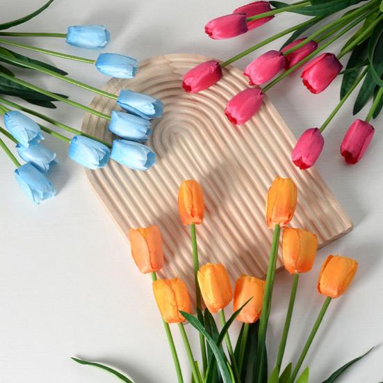 Искусственные Цветы 3-главный Шелковый Букет Тюльпанов с Гибким Железным Стеблем Искусственная Цветочная Композиция Свадебные Украшения Реквизит для Фотосъемки