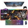 Black RGB Wireless Charging Mouse Pad, 15W, Large, Rainbow Luminous for Gaming/Office