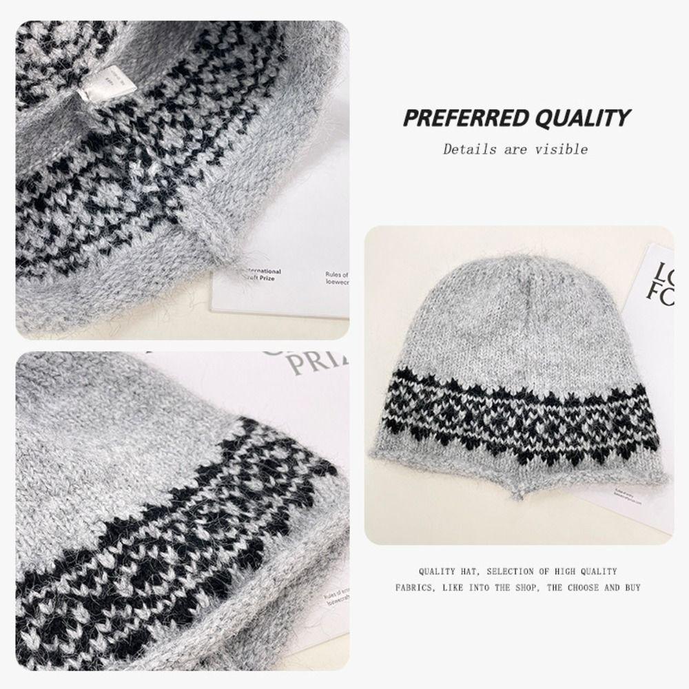 Face Slimming Rolled Edge Knitted Beanie Hat 53-60CM Fall Winter Hat Casual Daily