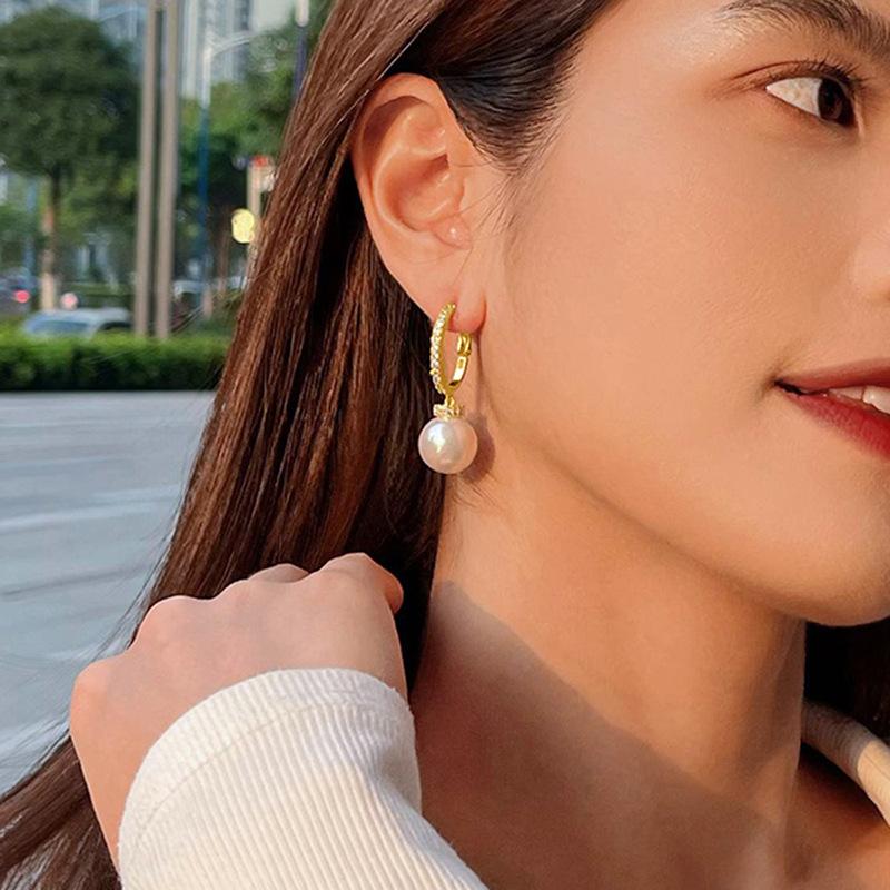 Серьги с имитацией жемчуга French Temperament, изысканные серьги с инкрустацией цирконием, взрыв модных тенденций