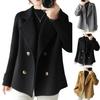 Женская куртка с лацканами, однотонное двубортное шерстяное пальто, короткое, свободное, с длинными рукавами, для поездок на работу, свиданий, весна, осень, зима, пальто