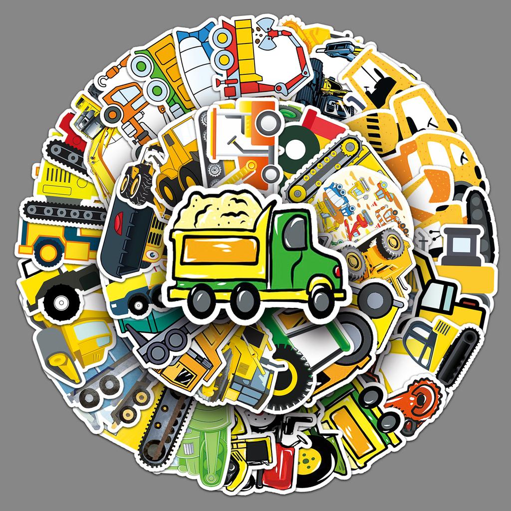 50 Граффити с инженерной техникой Мультяшный Детский блокнот Скейтборд Чемодан Водонепроницаемая наклейка