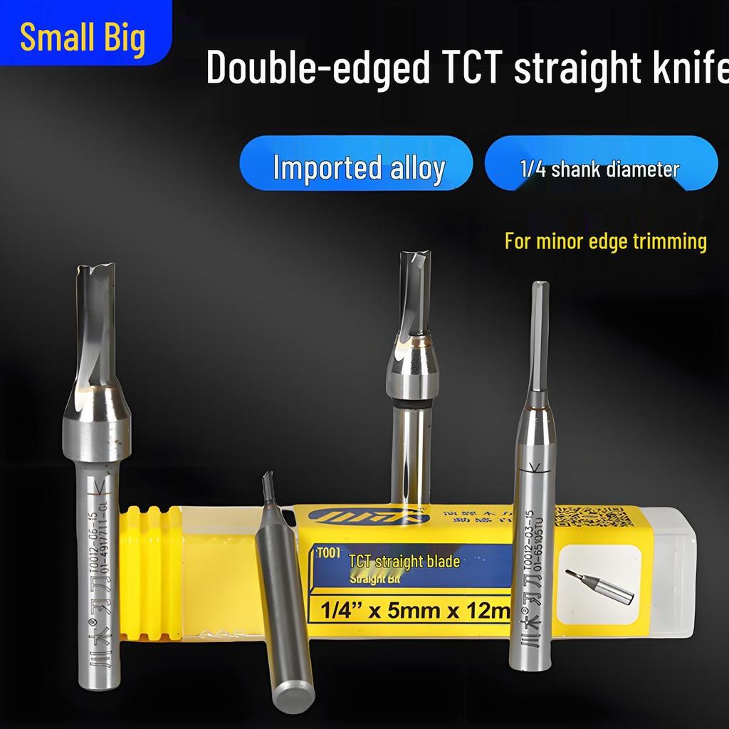 Kawaki TCT Double-Edged 1/4" Small Router Trimmer Knife Woodworking Slotting Cutter T001