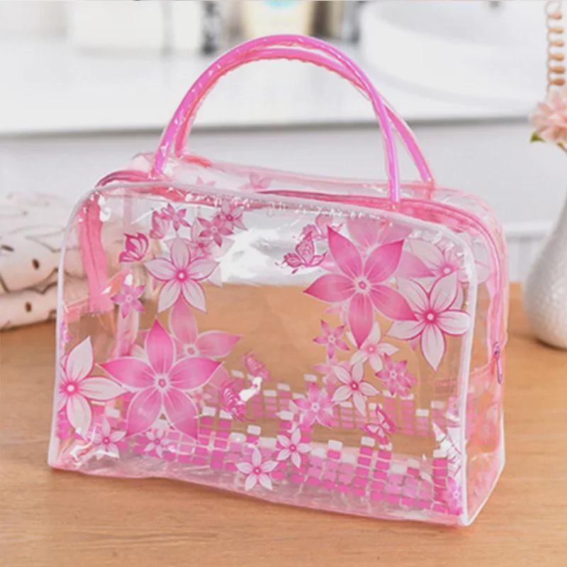 Waterproof Transparent Travel Toiletry Cosmetic Bag - Large Capacity, Durable, Portable, Handheld Storage for Women