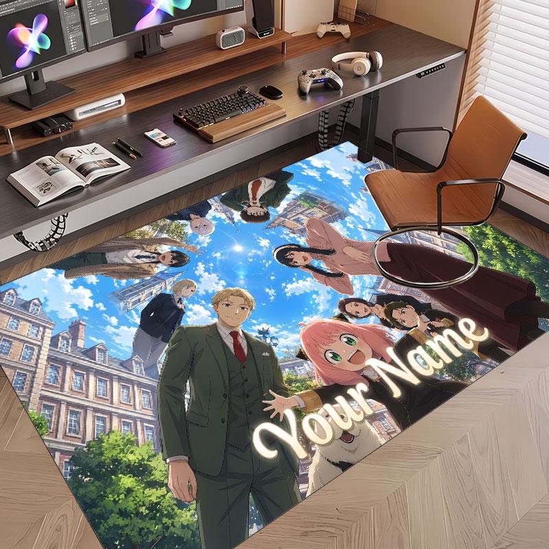 Custom Name Crystal Velvet Rug,Spy × Family Comfortable Anti Slip Floor Mat For Room Decoration