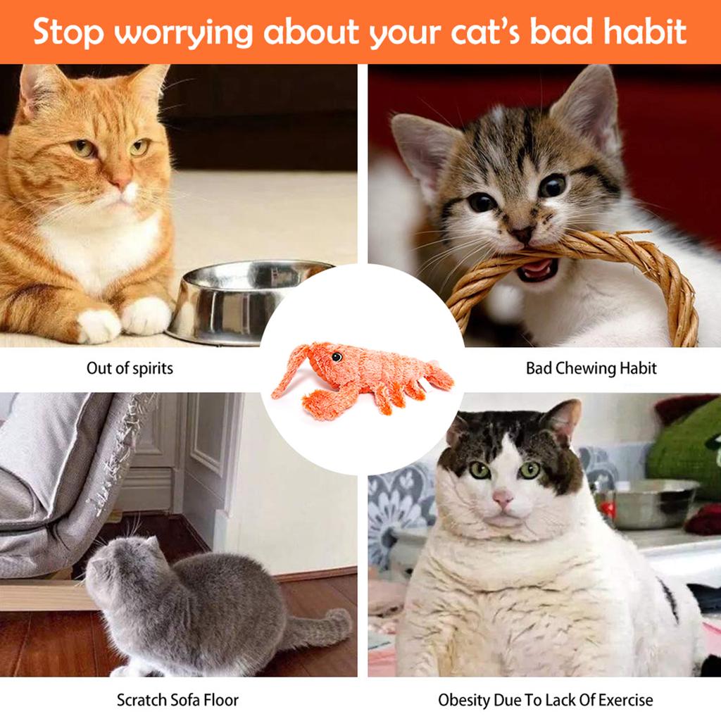 Электрическая игрушка-прыгун для кошек, движущаяся имитация креветок, омаров, электронные плюшевые игрушки для домашних животных, собак, кошек, детская мягкая игрушка в виде животных