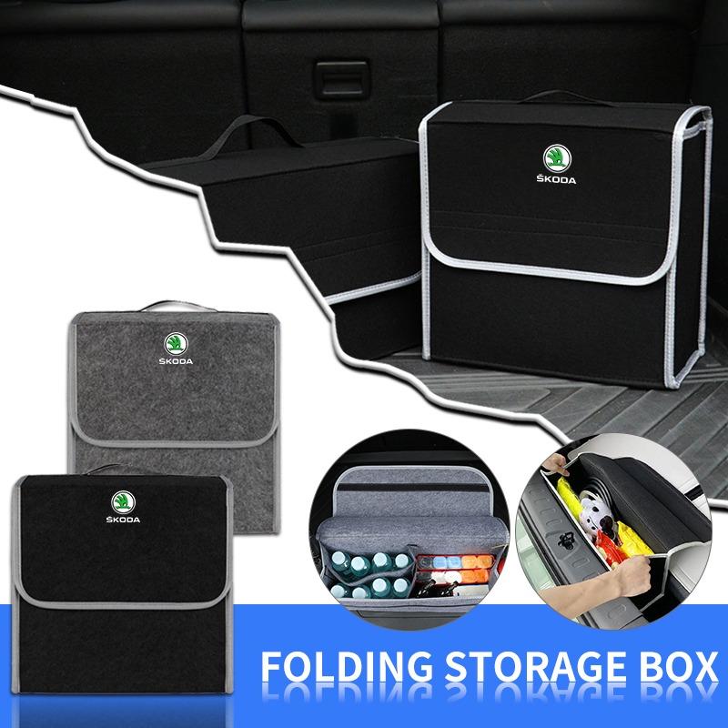 Car Soft Felt Storage Bag Organizer Car Foldable Trunk Bag Car Accessories For Skoda Octavia MK2 MK3 2 A7 Fabia Karoq Kodiaq Superb Rapid Yeti