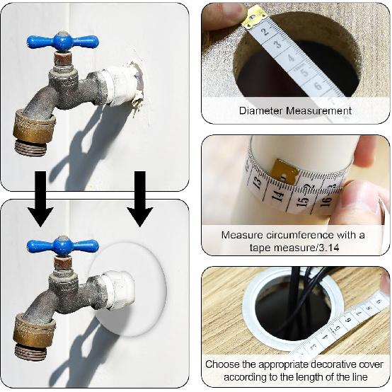 2pcs Wall Split Flange, ABS Self-Adhesive Round Plumbing Cover Plates for 17mm/0.67" & 29mm/1.14" Water Pipe Hole Faucet Escutcheons for Toilet