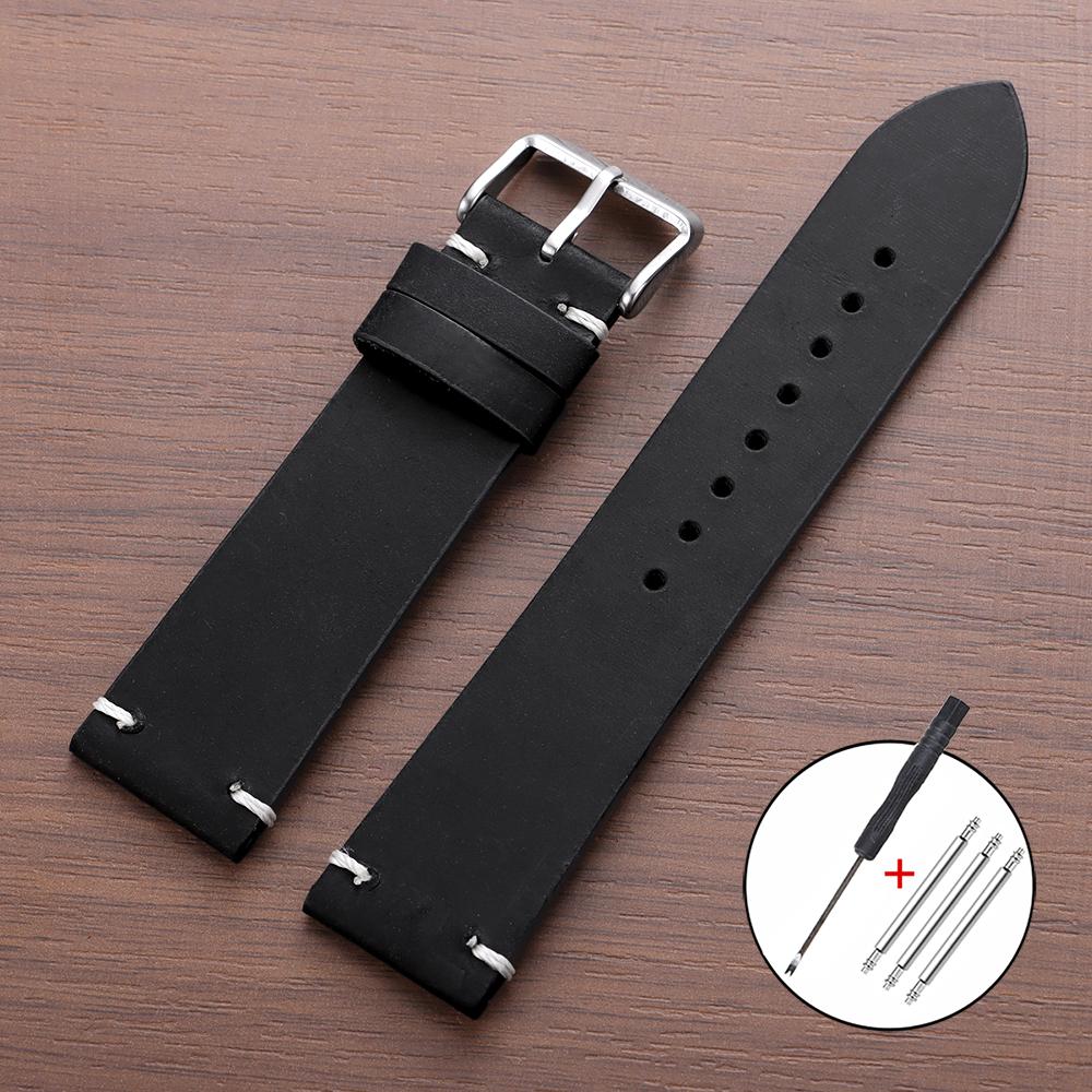 Vintage Brown Leather Watch Band Stitching Cowhide Strap for Huawei Watch Gt3/Gt4 18/20/21/22/24mm Men Wrist Bracelet for Seiko