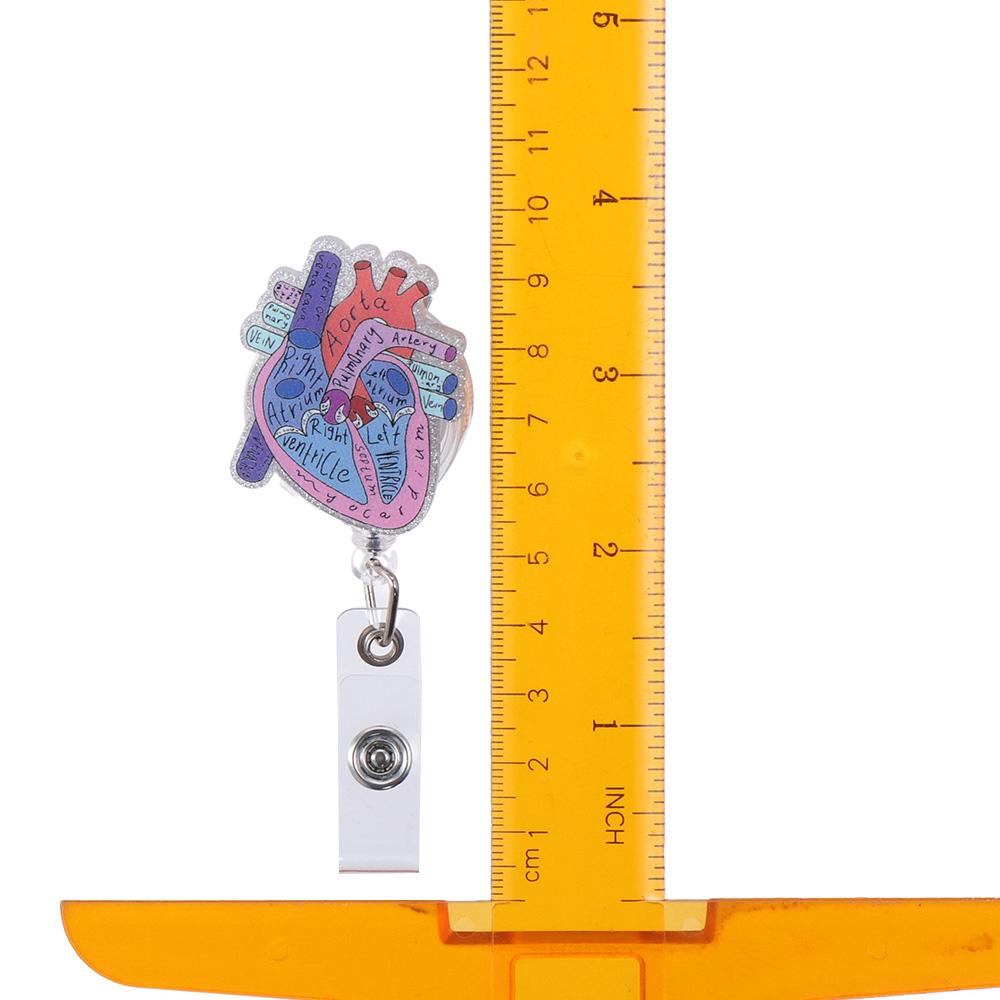 Gift Heart Badge Reel Acrylic Retractable Id Card Holder with ID Clip Badge Holder Doctor